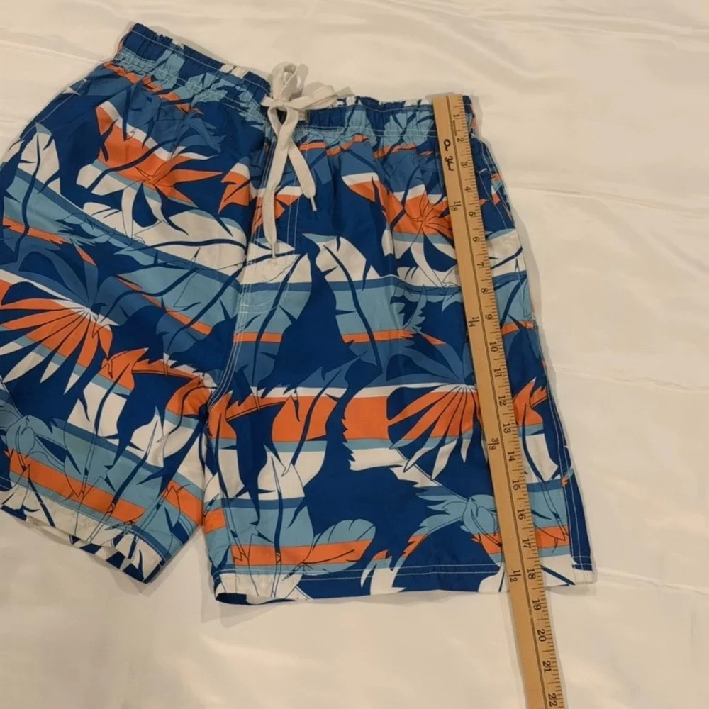 Cromer Resortwear Swim Trunks Mens M Blue Orange Tropical Floral Shorts Beach‎